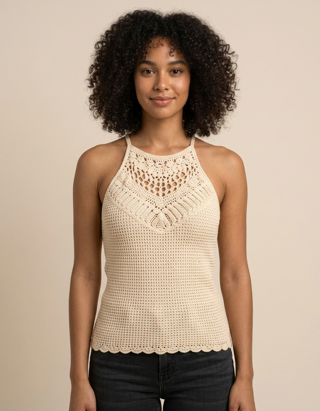 Nara | Top crochet con ajuste al cuello