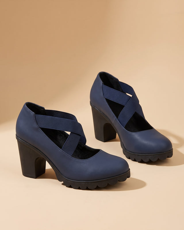 Amelia | Zapatos Mary Jane de tacón ancho con tiras elásticas