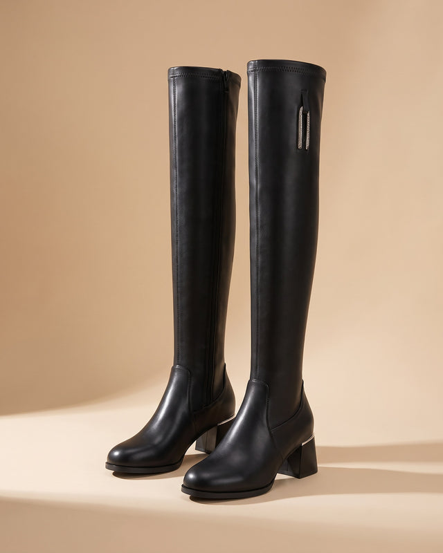 Virginia | Botas altas de caña elástica con tacón de bloque