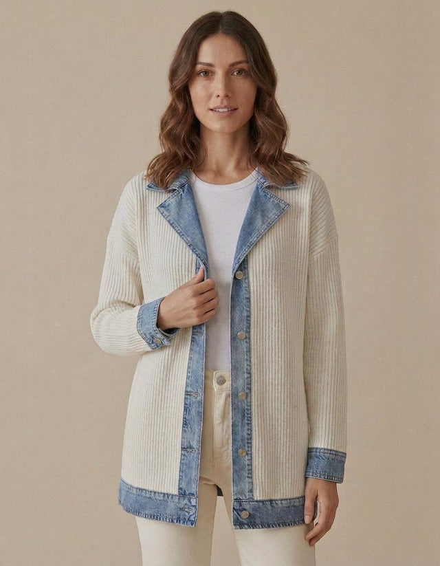 Adela | Chaqueta de punto con detalles vaqueros