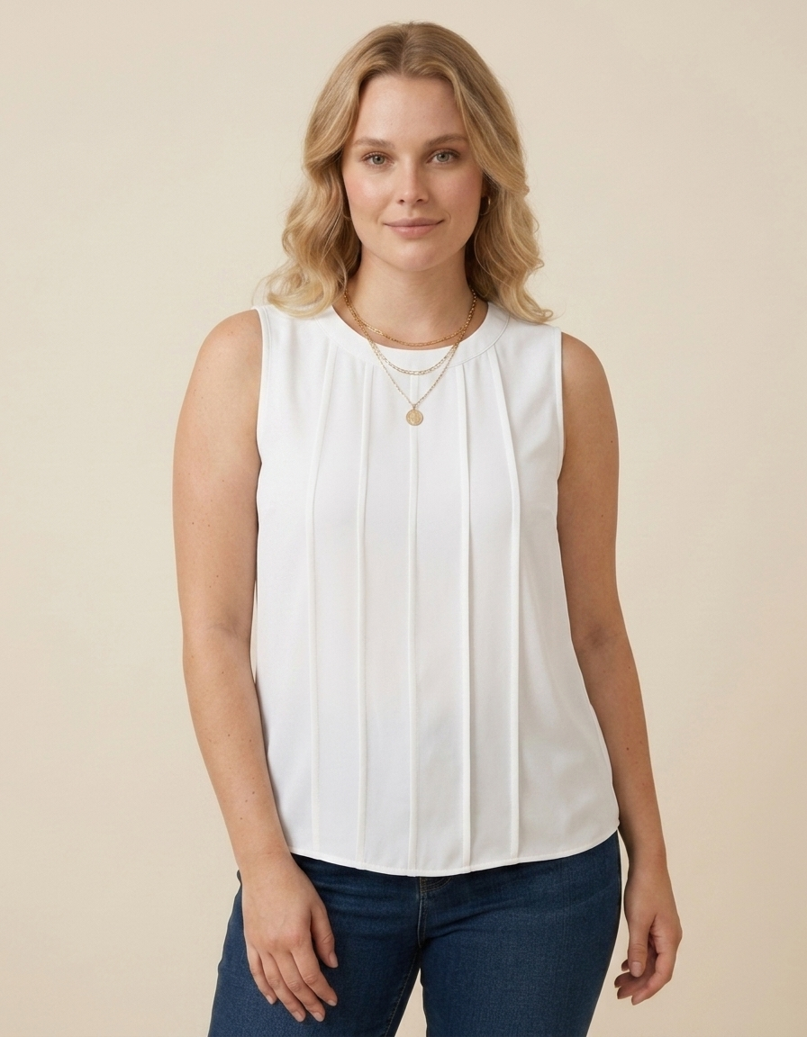 Brisa | Top sin mangas fluido para mujer - Blanco