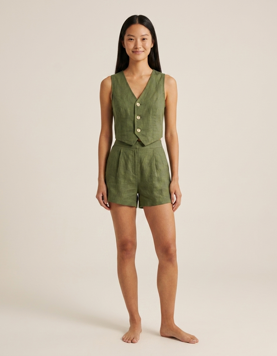 Sira | Conjunto de chaleco y pantalón corto - Verde
