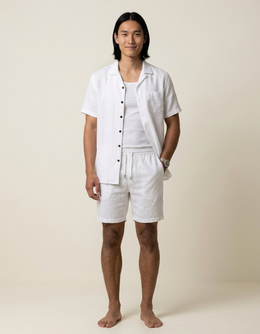 Dante | Conjunto de verano de dos piezas para hombre - Blanco