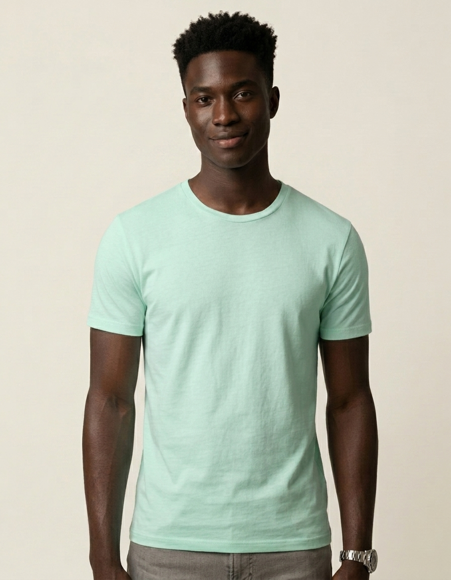 Mateo | Camiseta básica de algodón para hombre - Verde claro