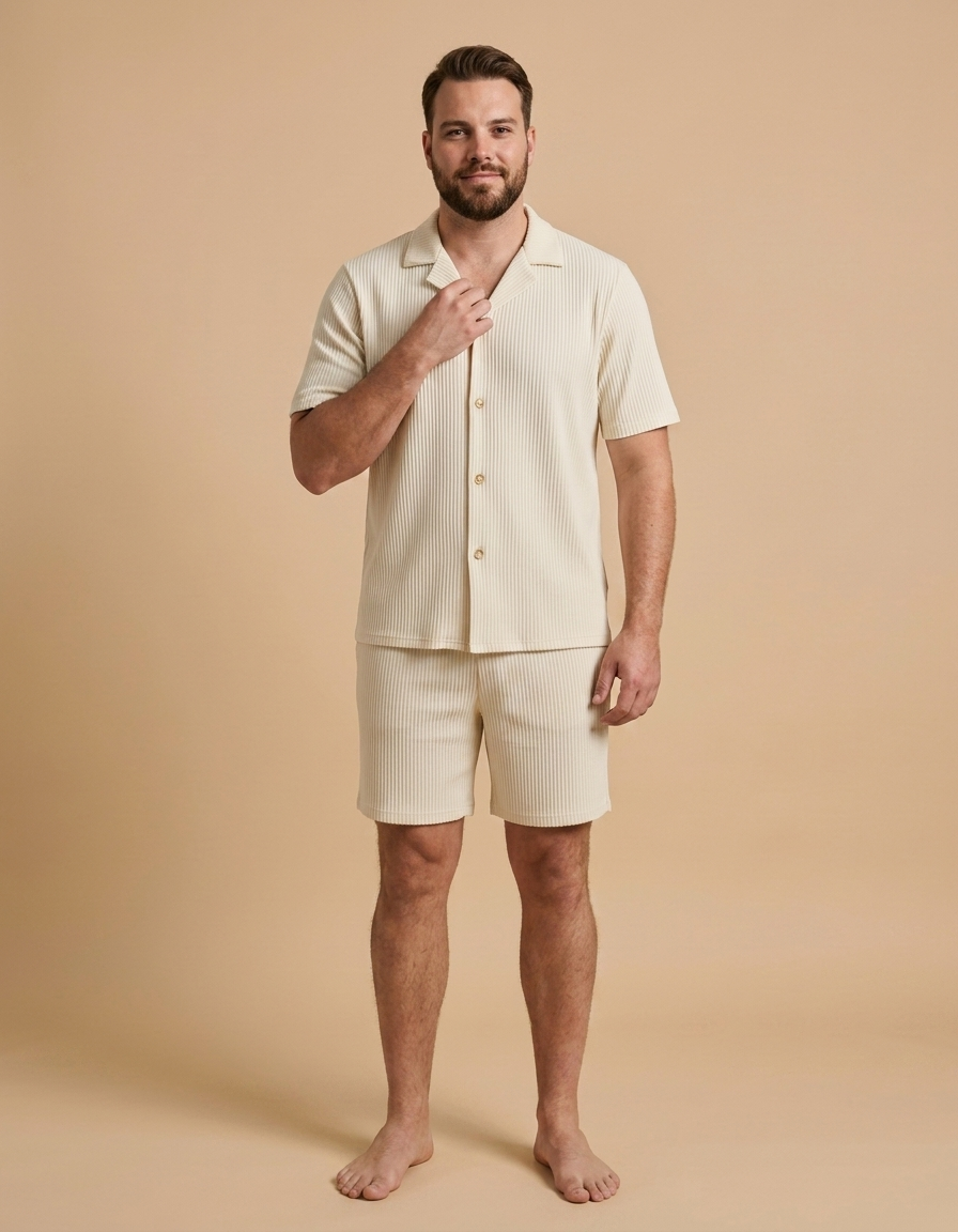 Elio | Conjunto texturizado de verano para hombre - Beige