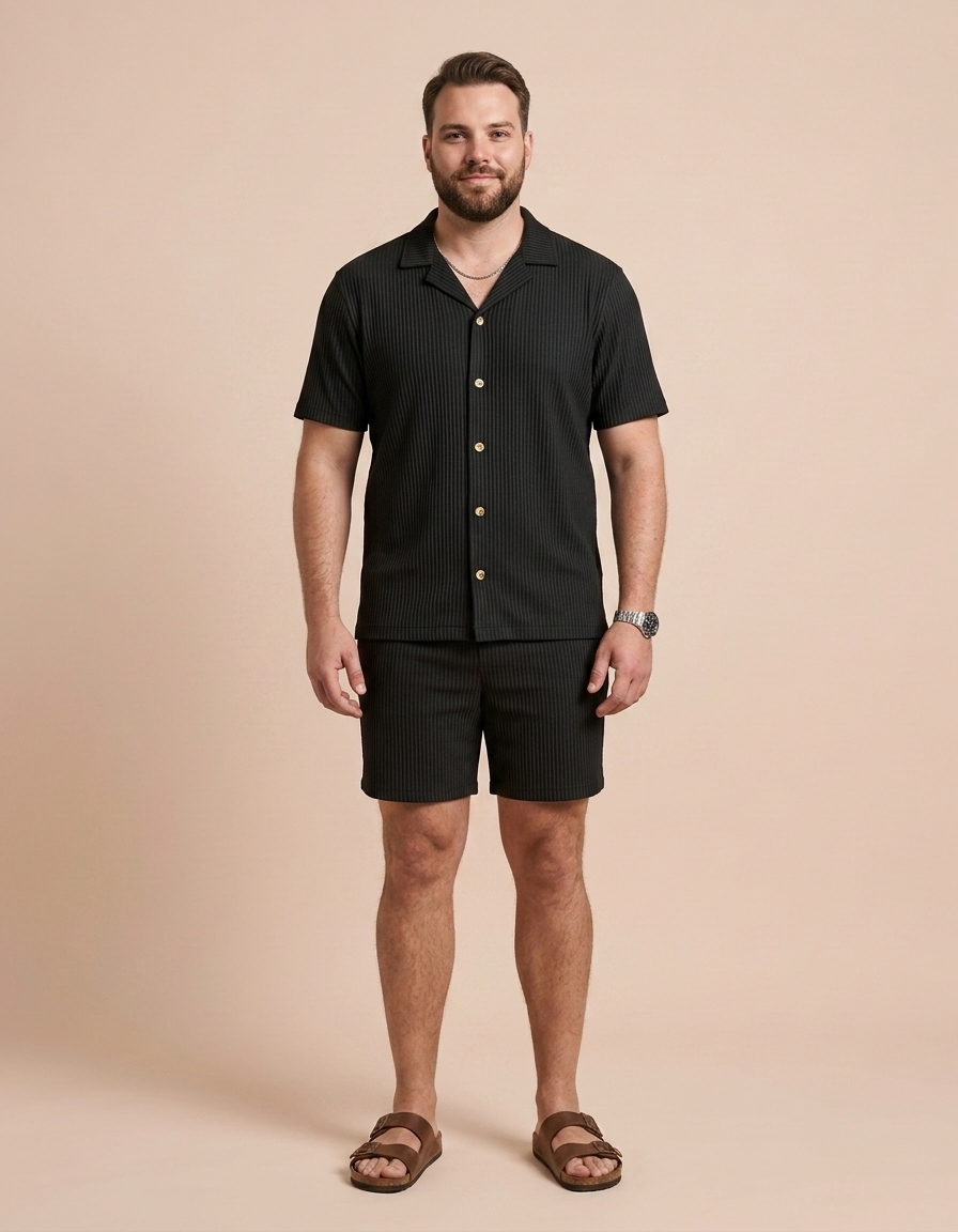 Elio | Conjunto texturizado de verano para hombre - Negro