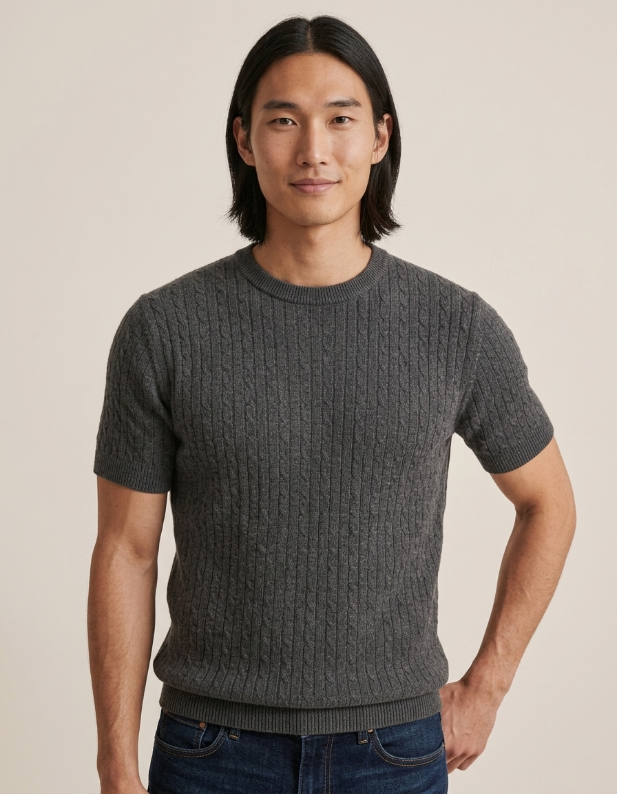 Luca | Camiseta de punto texturizado para hombre - Gris