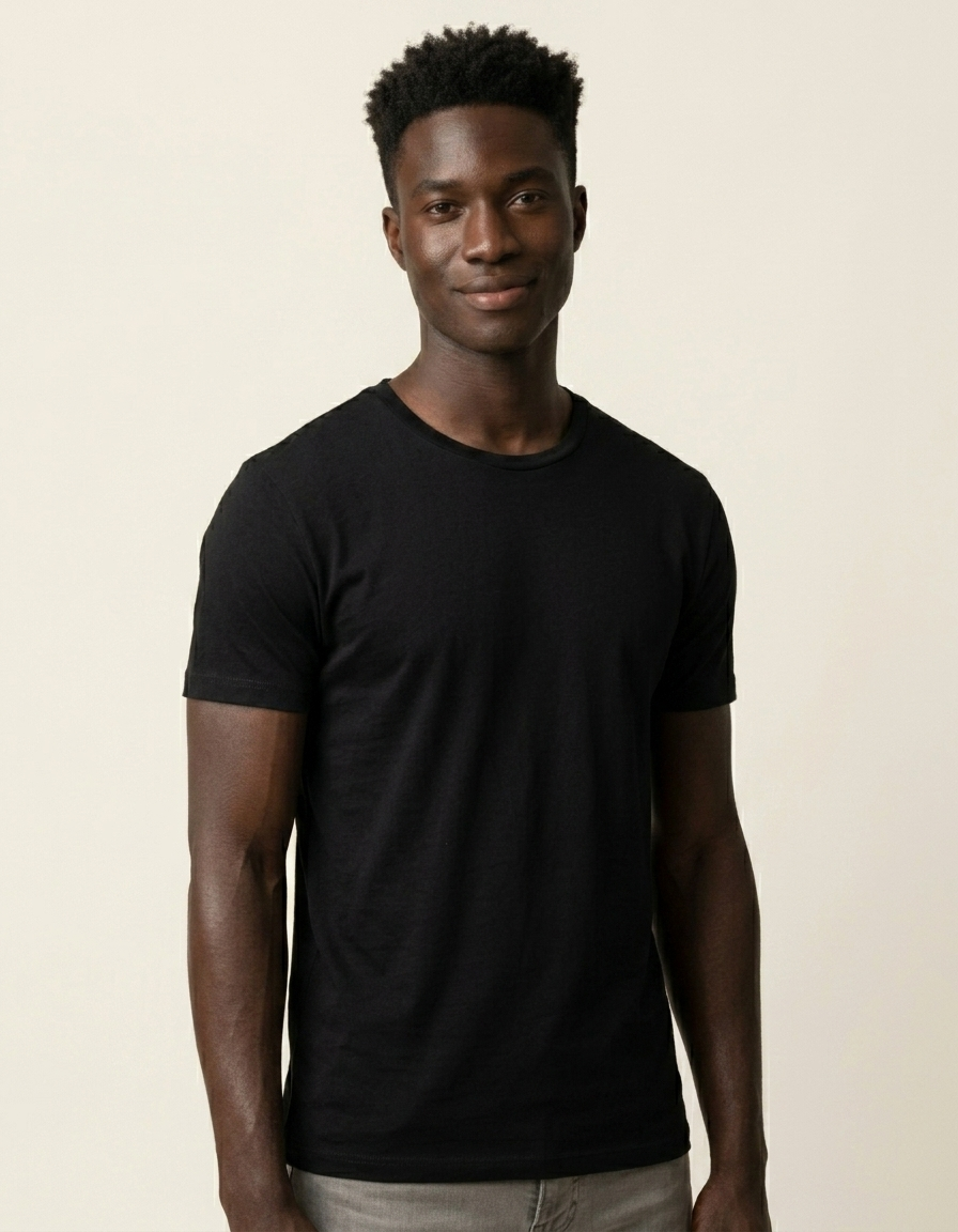Mateo | Camiseta básica de algodón para hombre - Negro