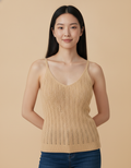 Vela | Top de crochet con escote en V para mujer - Beige