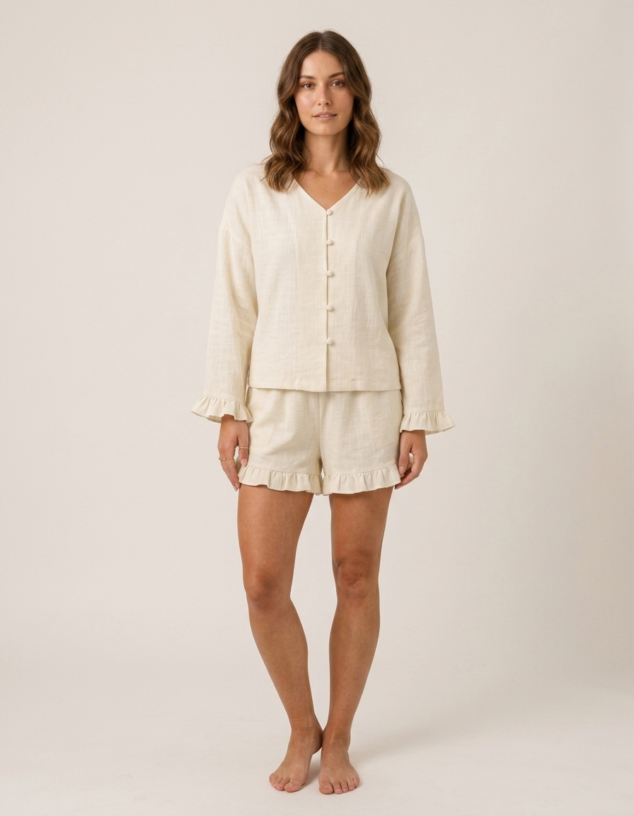 Aina | Conjunto de blusa y pantalón corto - Blanco