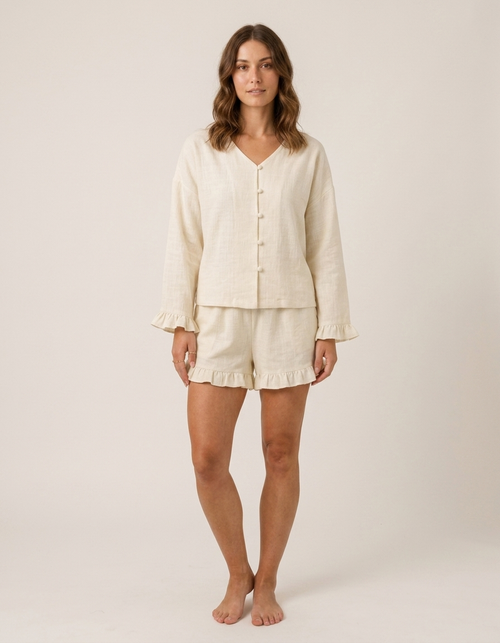 Aina | Conjunto de blusa y pantalón corto - Blanco