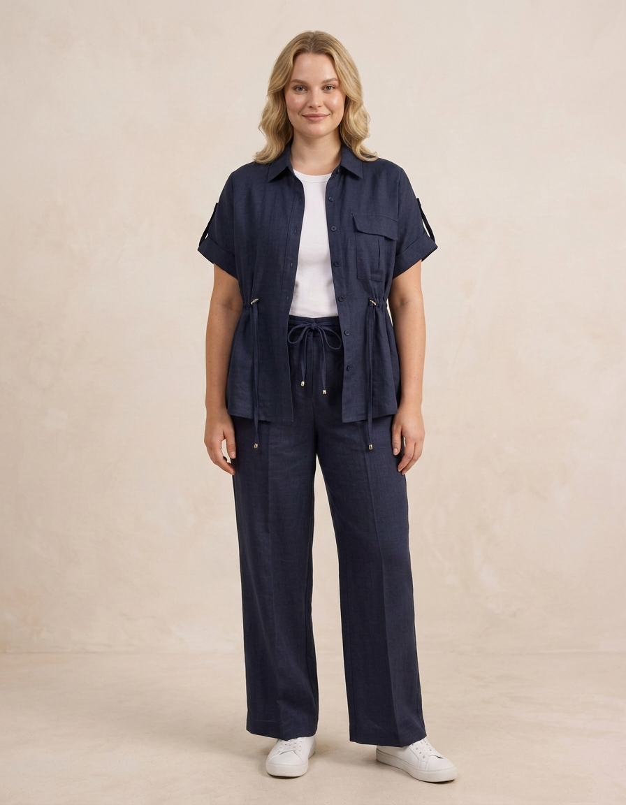 Nora | Conjunto fluido de dos piezas para mujer - Azul marino