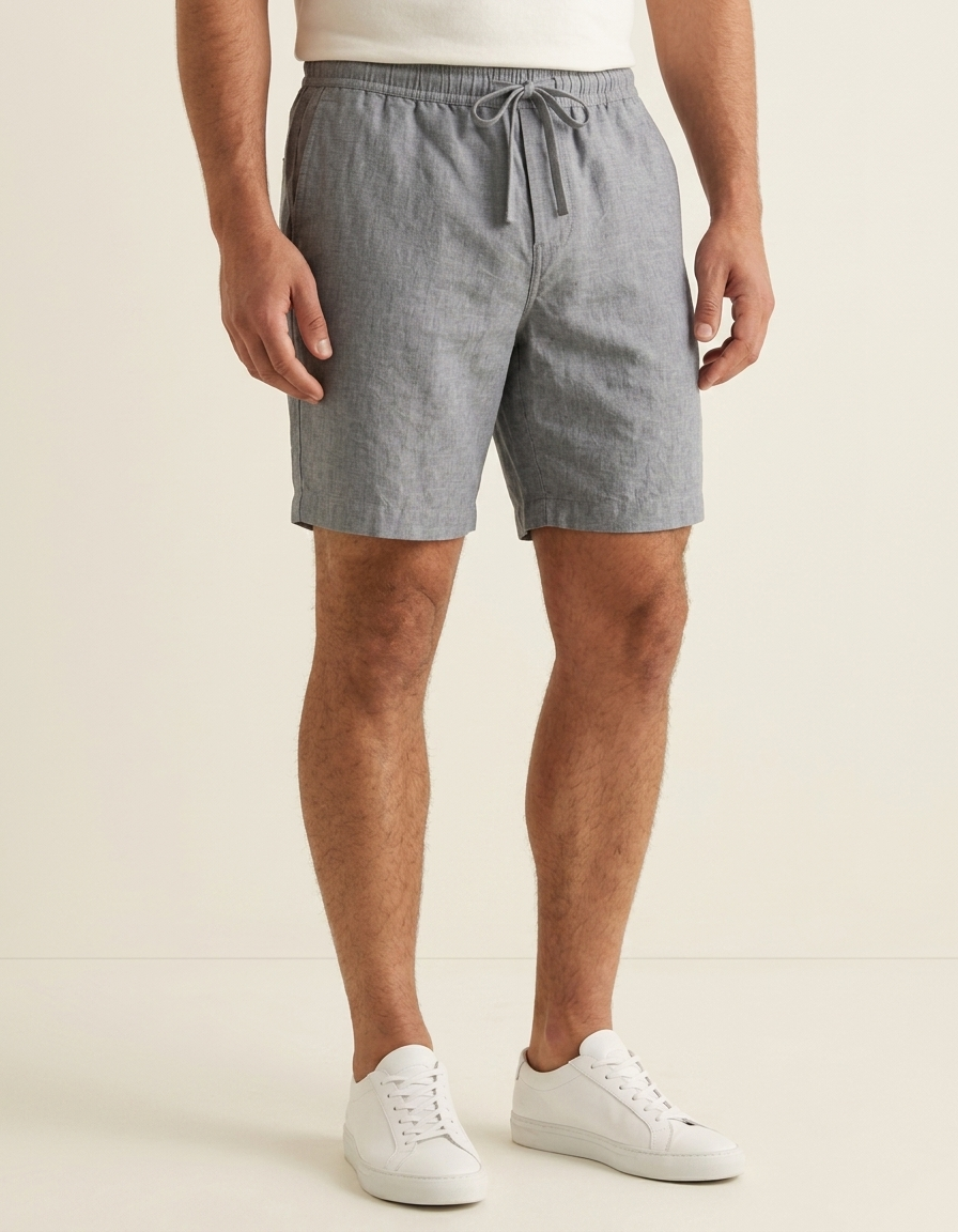 Lorenzo | Pantalón corto de algodón y lino para hombre - Gris