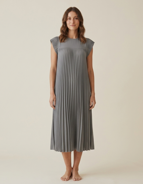 Ana | Vestido Largo Plisado de Verano - Gris