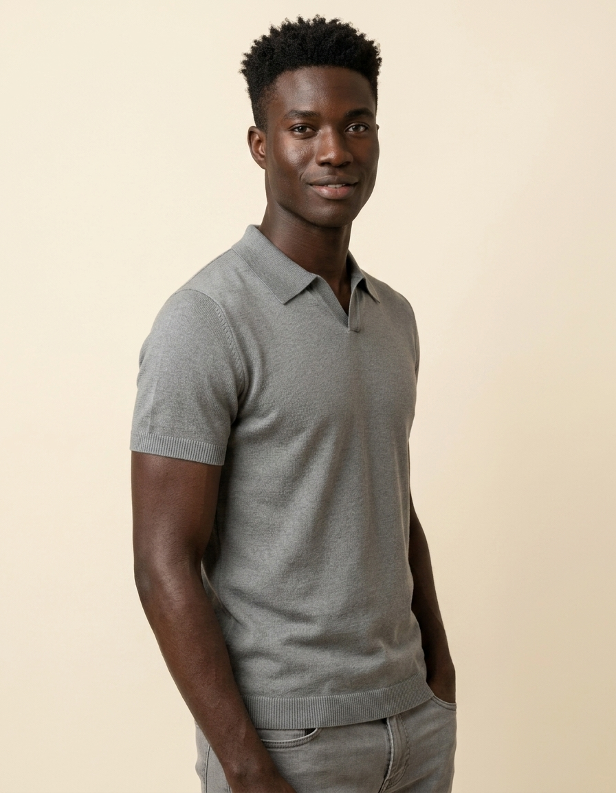 Marco | Polo de punto ligero para hombre - Gris