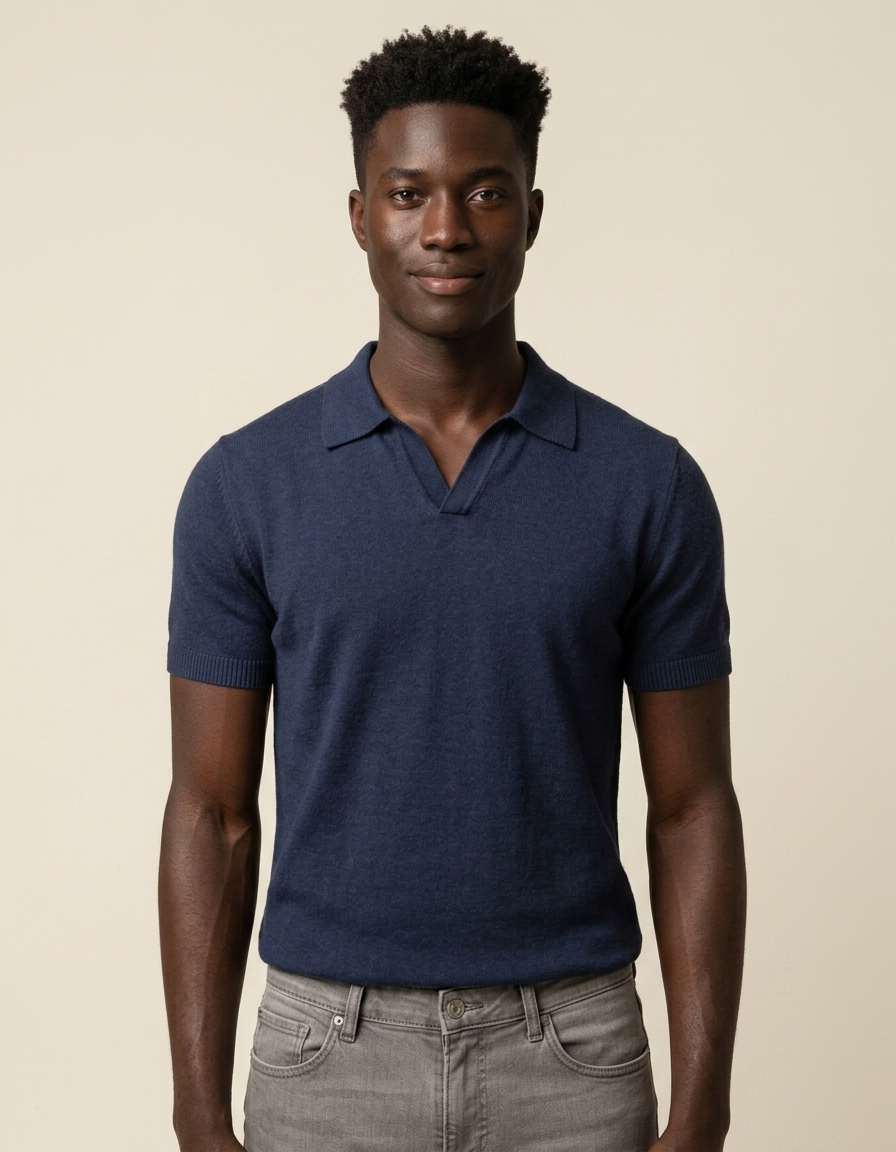 Marco | Polo de punto ligero para hombre - Azul marino