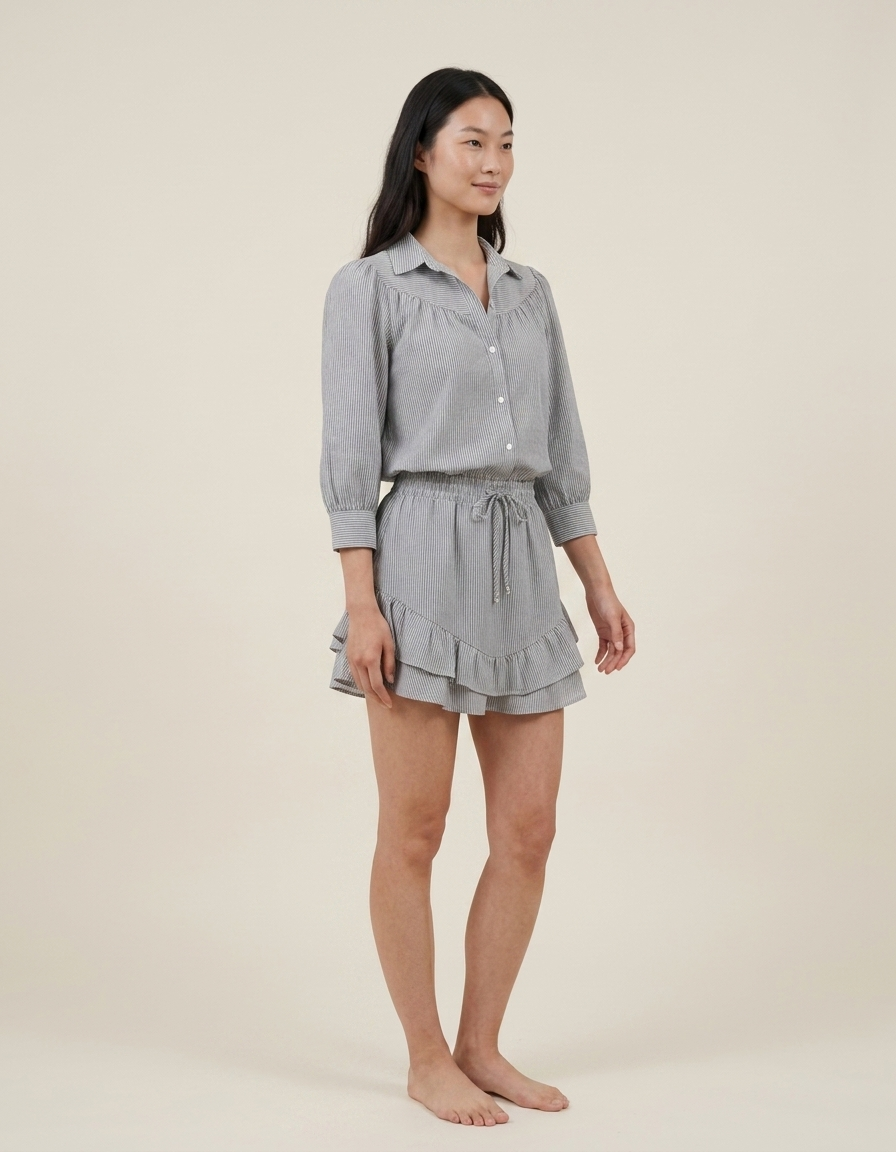 Gala | Conjunto de camisa y falda corta - Gris