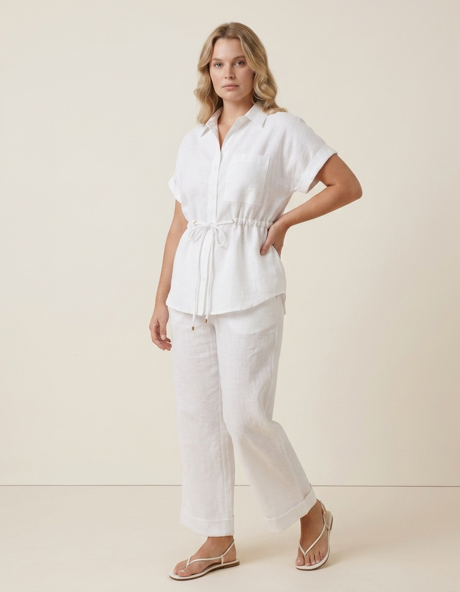 Nora | Conjunto fluido de dos piezas para mujer - Blanco
