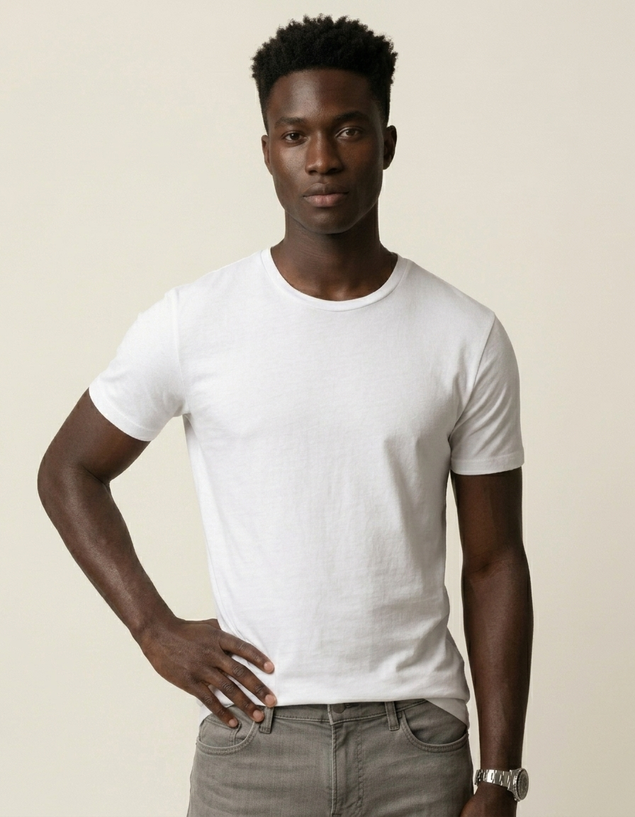 Mateo | Camiseta básica de algodón para hombre - Blanco