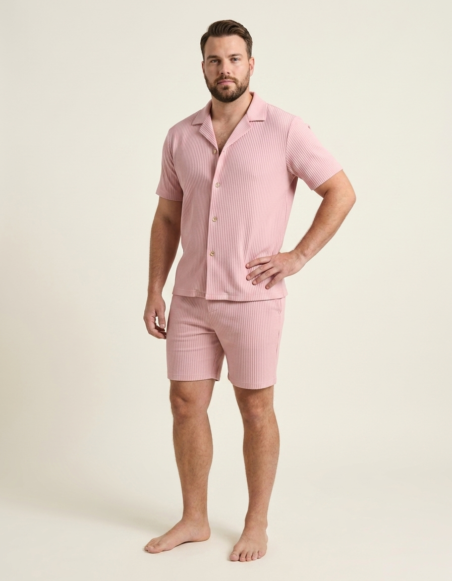 Elio | Conjunto texturizado de verano para hombre - Rosa