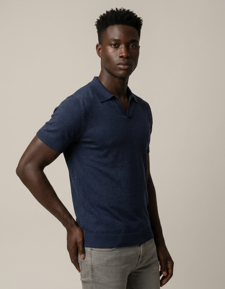 Marco | Polo de punto ligero para hombre - Azul marino