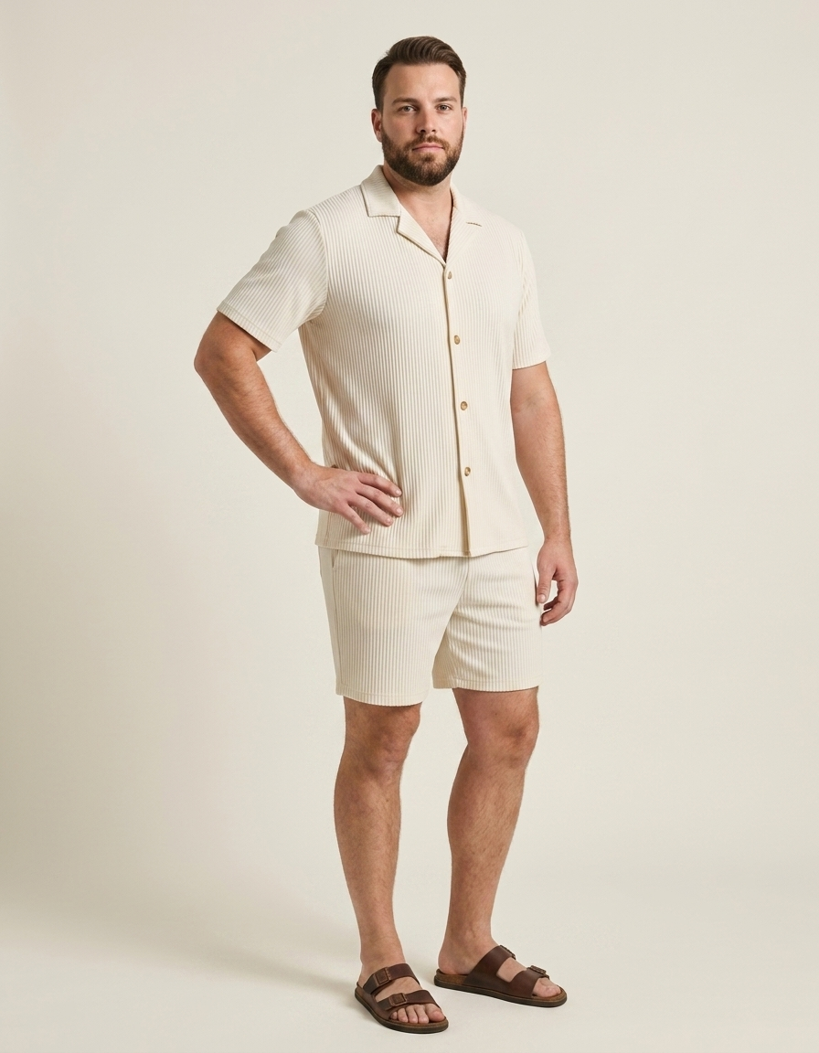 Elio | Conjunto texturizado de verano para hombre - Beige