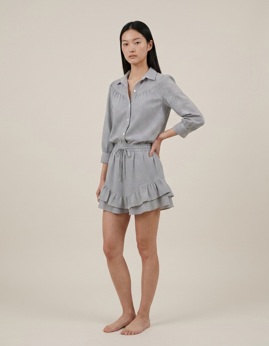 Gala | Conjunto de camisa y falda corta - Gris