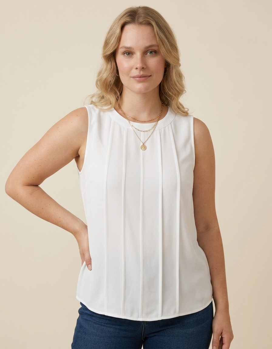 Brisa | Top sin mangas fluido para mujer - Blanco