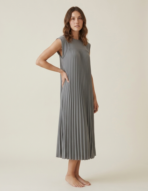 Ana | Vestido Largo Plisado de Verano - Gris
