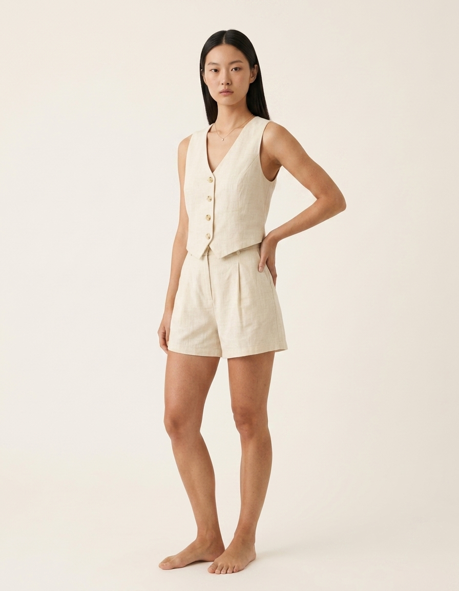 Sira | Conjunto de chaleco y pantalón corto - Blanco