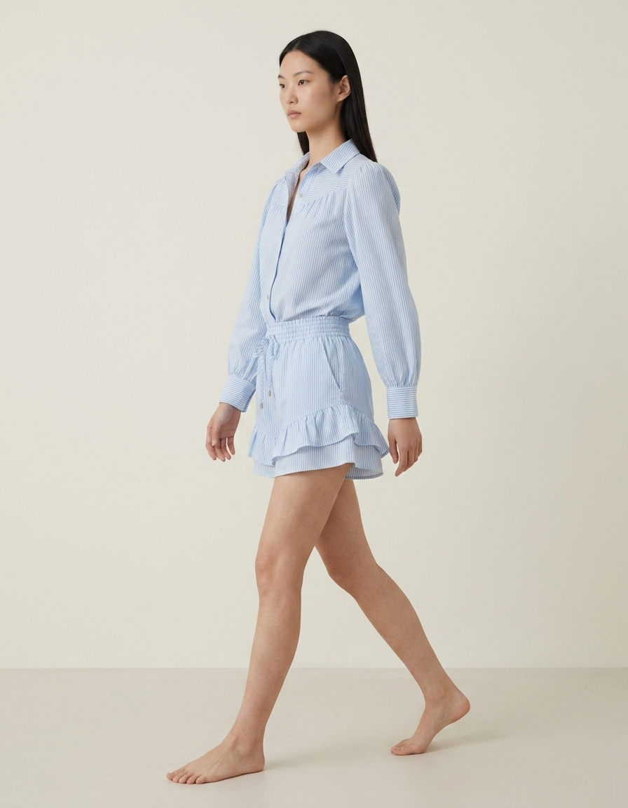 Gala | Conjunto de camisa y falda corta - Azul
