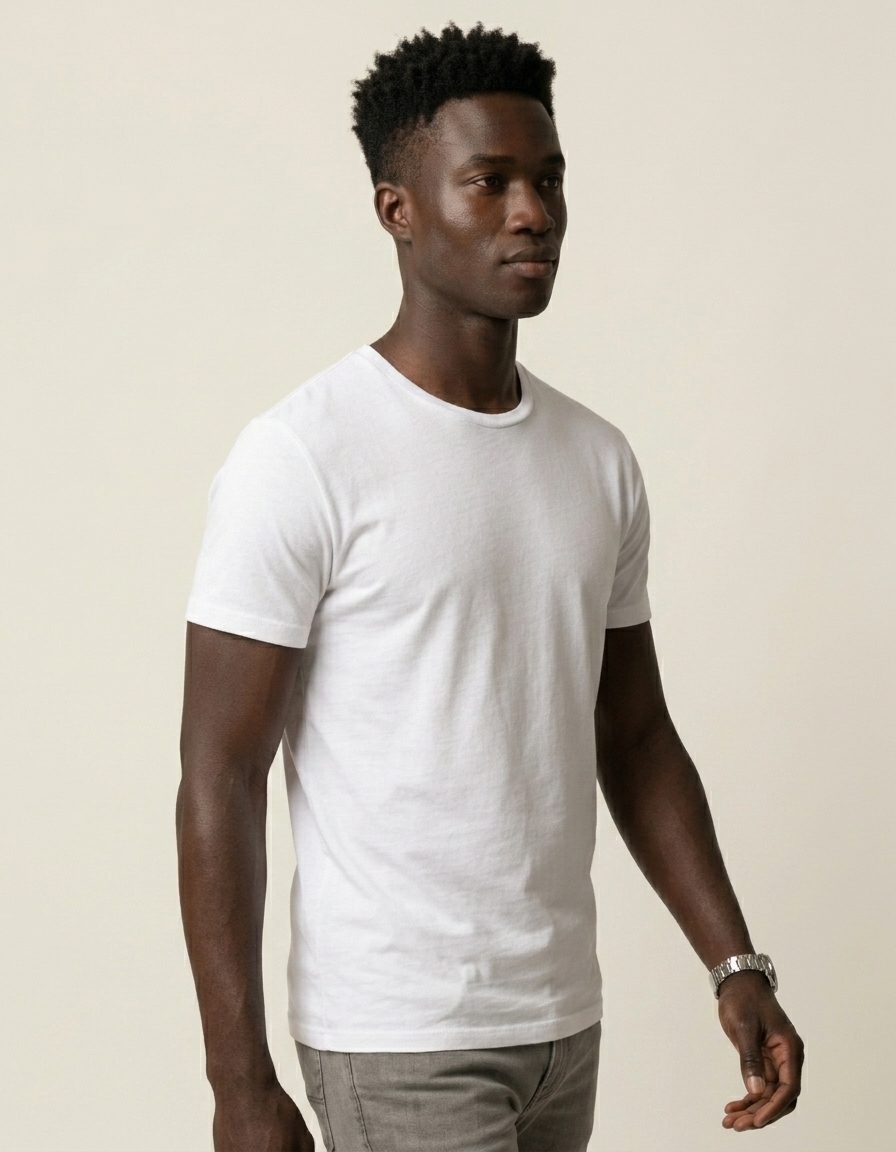 Mateo | Camiseta básica de algodón para hombre - Blanco