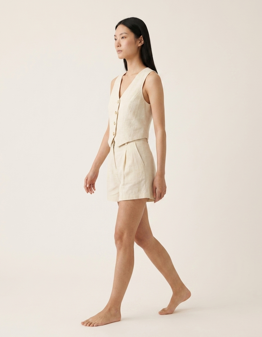Sira | Conjunto de chaleco y pantalón corto - Blanco