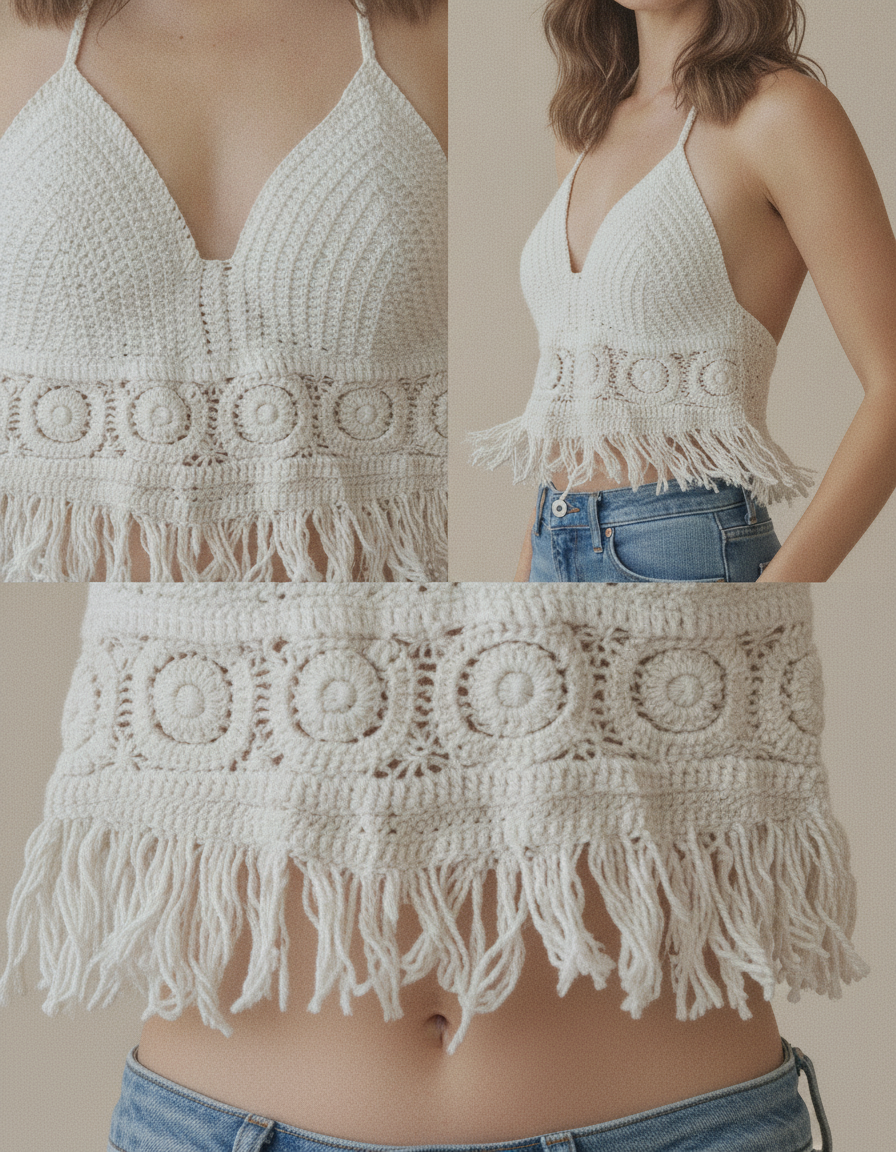 Zahara | Top crochet ajustable para mujer - Blanco