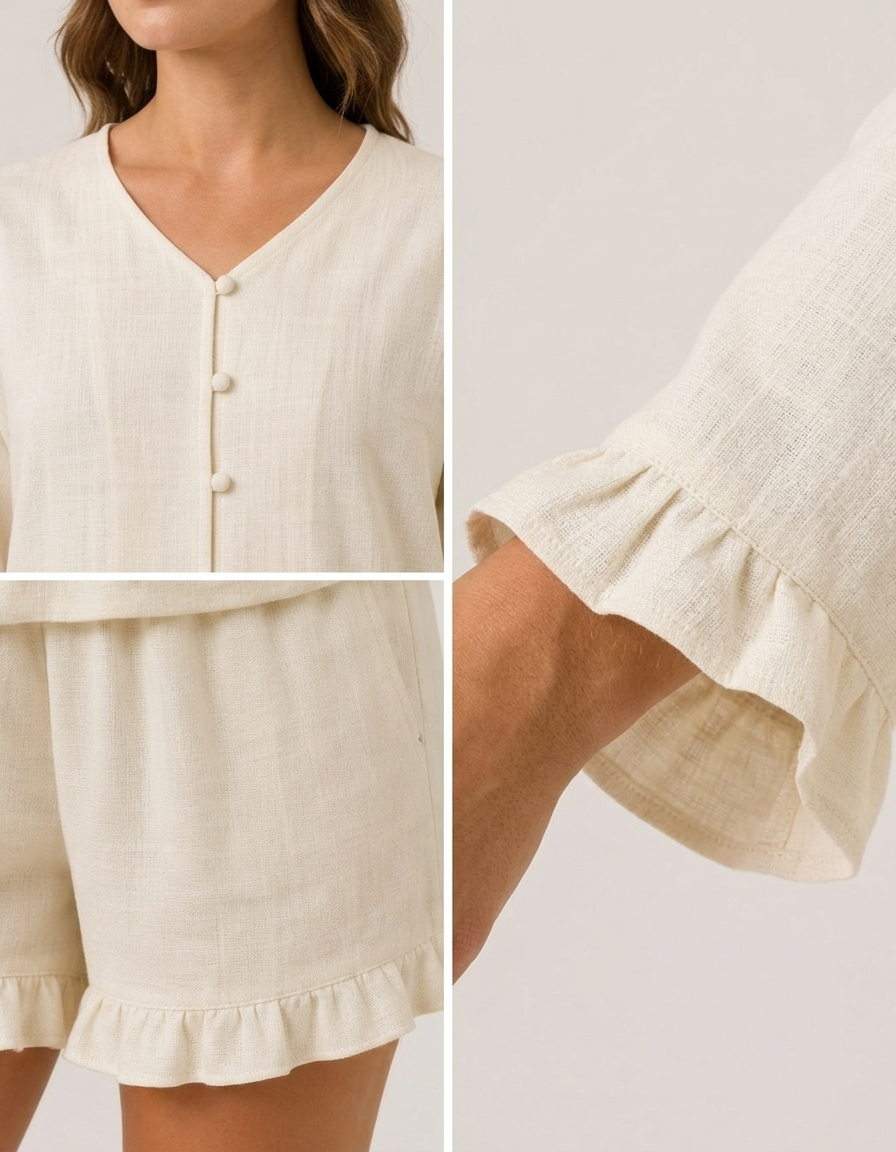 Aina | Conjunto de blusa y pantalón corto - Blanco
