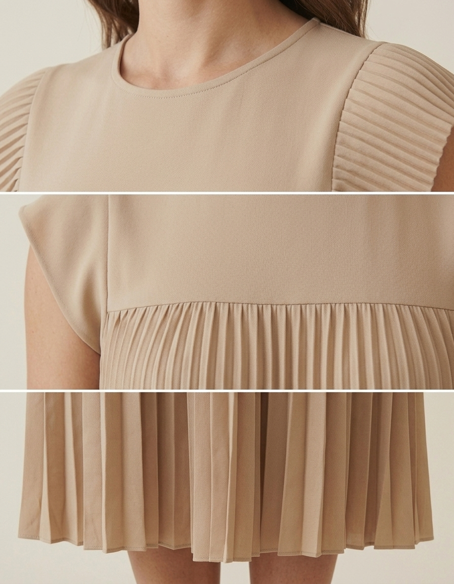 Ana | Vestido Largo Plisado de Verano - Beige
