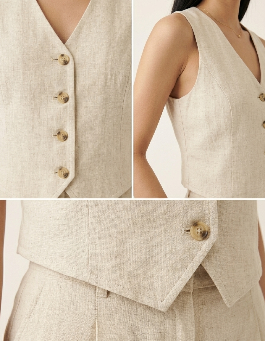 Sira | Conjunto de chaleco y pantalón corto - Blanco