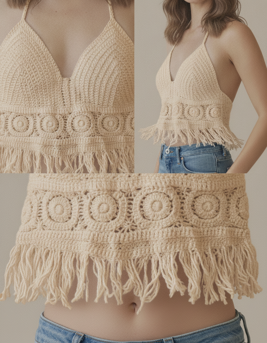 Zahara | Top crochet ajustable para mujer - Beige