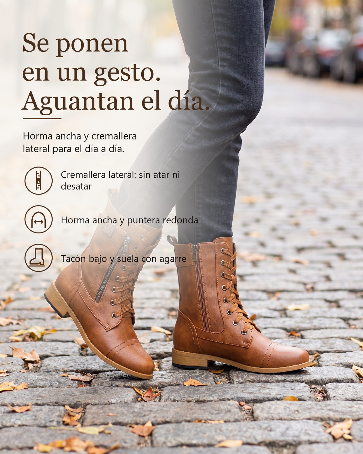 Catalina | Botas ortopédicas de piel con cremallera lateral