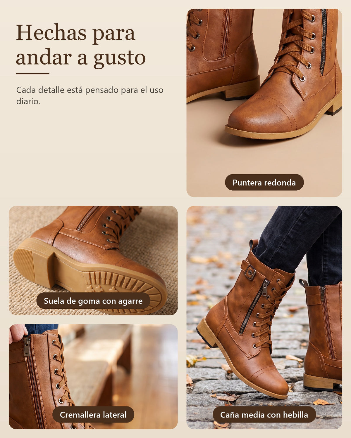 Catalina | Botas ortopédicas de piel con cremallera lateral