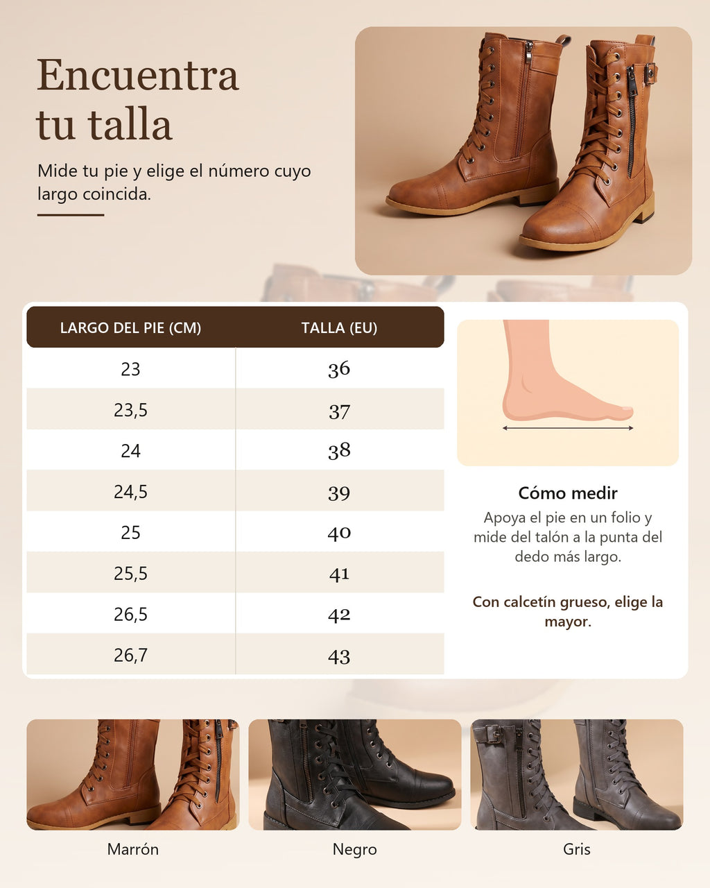 Catalina | Botas ortopédicas de piel con cremallera lateral