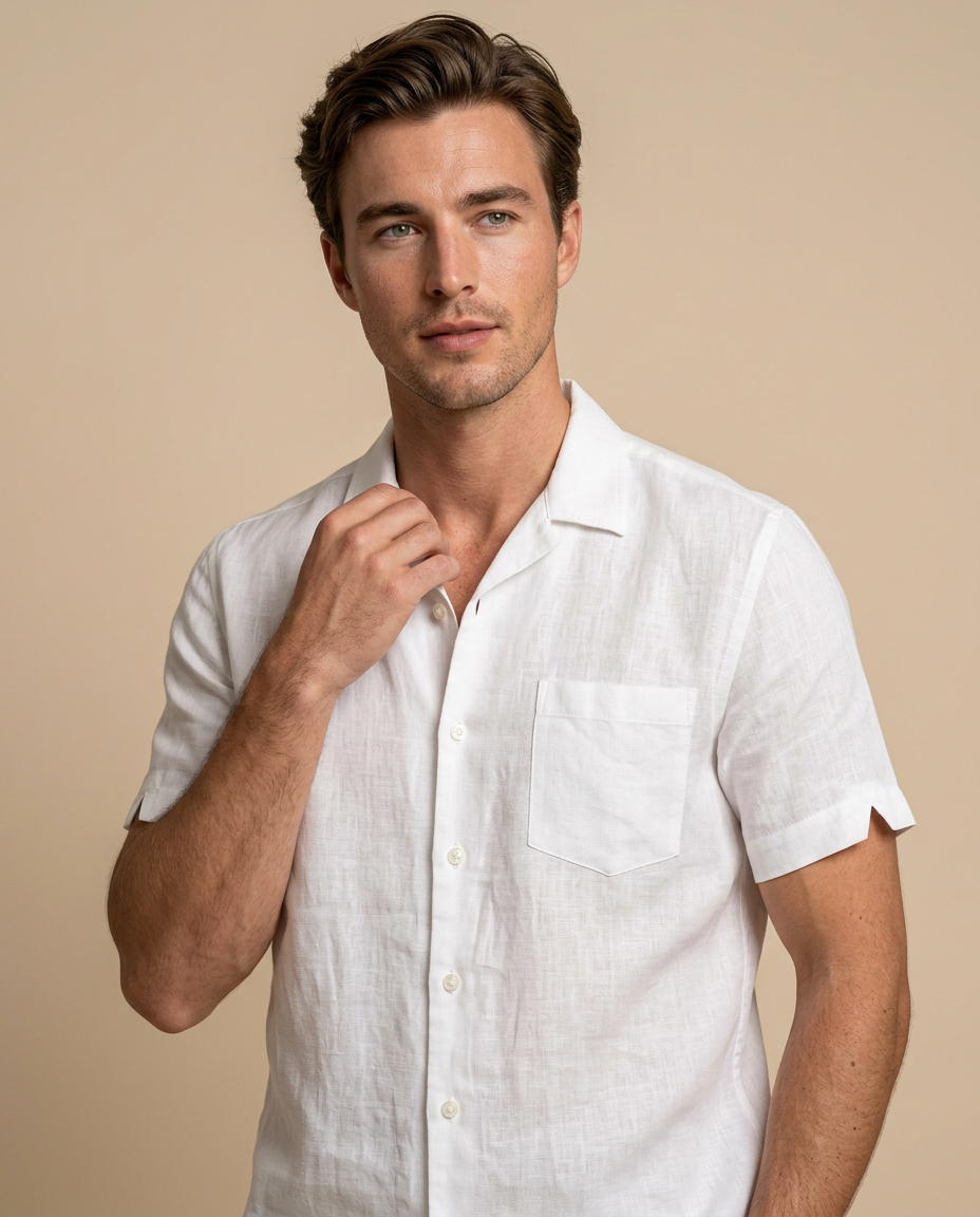 Adrián | Camisa manga corta de algodón y lino