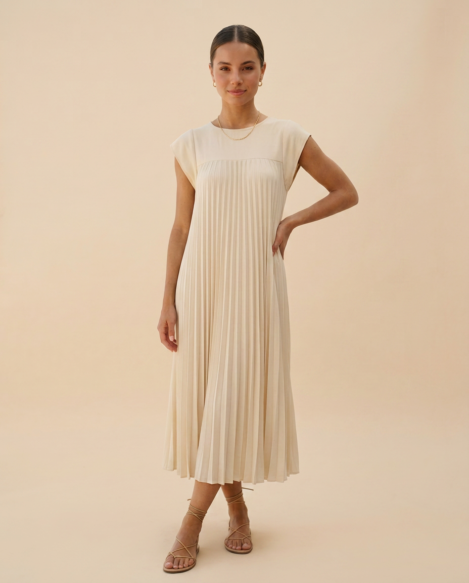 Ana | Vestido Largo Plisado de Verano