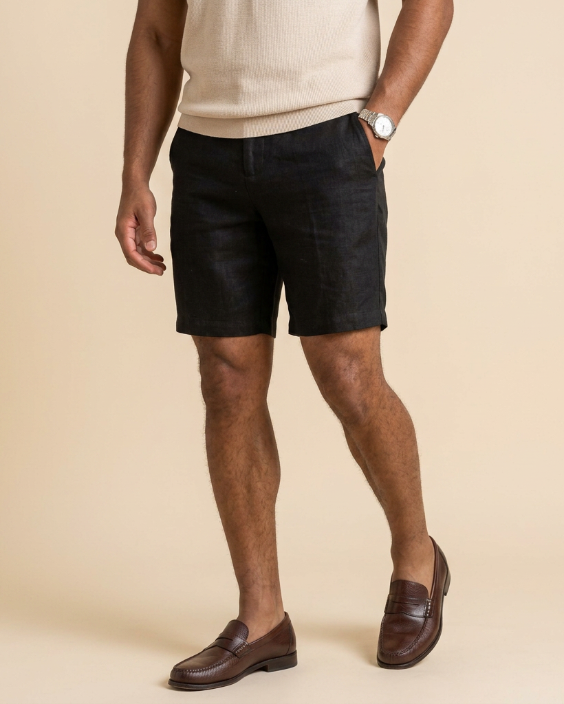 Lorenzo | Pantalón corto de algodón y lino para hombre