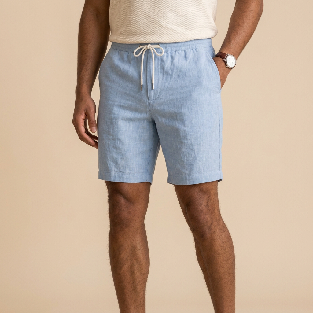 Lorenzo | Pantalón corto de algodón y lino para hombre