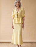 Inés | Conjunto camisa y falda larga de algodón - Amarillo