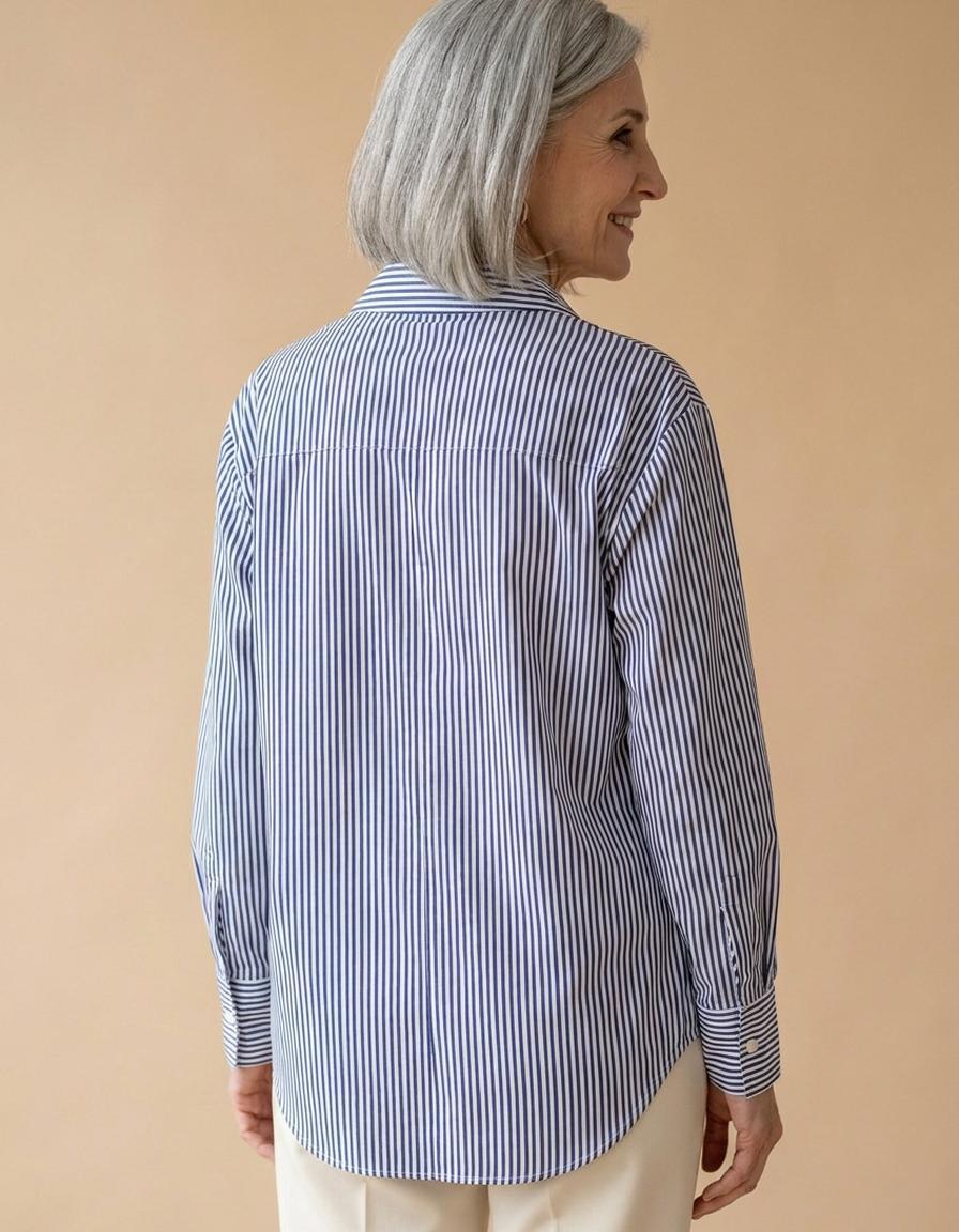 Iris | Camisa de rayas azules clásica - Azul a rayas