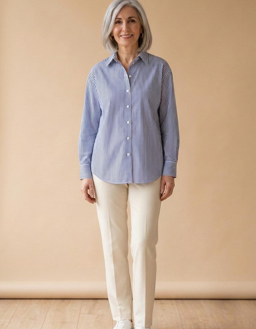 Iris | Camisa de rayas azules clásica - Azul a rayas