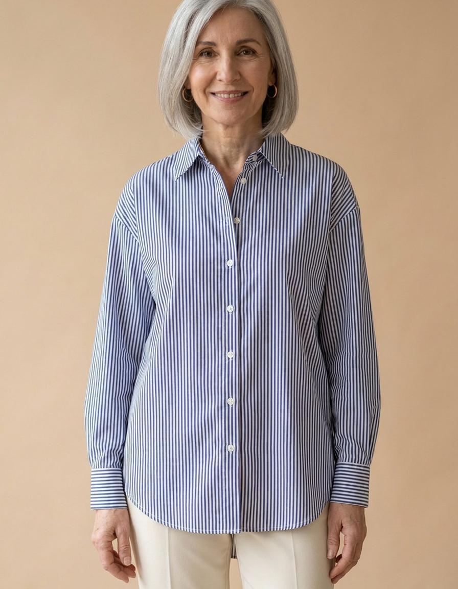 Iris | Camisa de rayas azules clásica - Azul a rayas