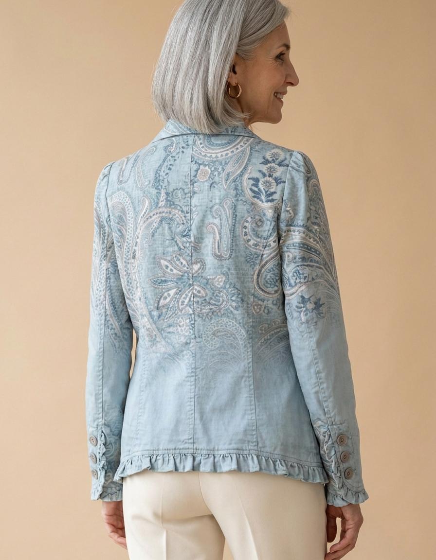 Amalia | Chaqueta con volantes cachemira azul cielo - Azul cielo